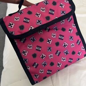 Pink Lunch Bag with Gaming Icons